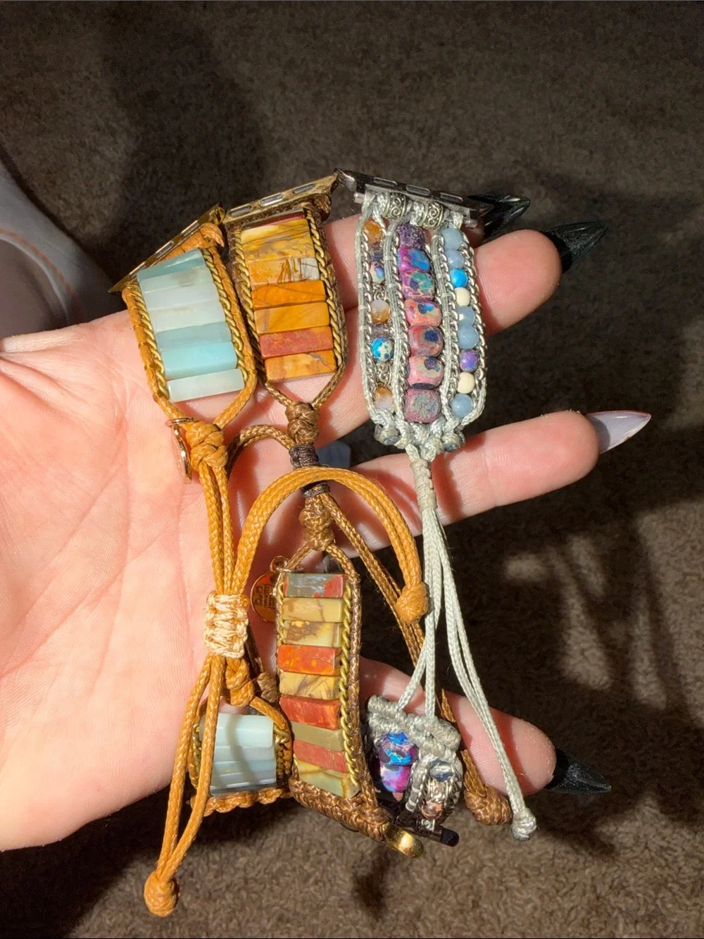 Handcrafted Beaded Leather Wrap Watch Bands - APPLE WATCH BANDS REAL STONES